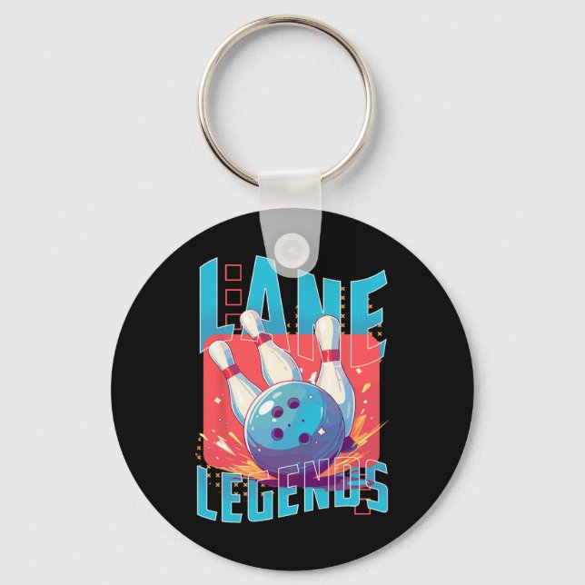 Lane Legends Bowling Sports Design  Key Ring (Front)