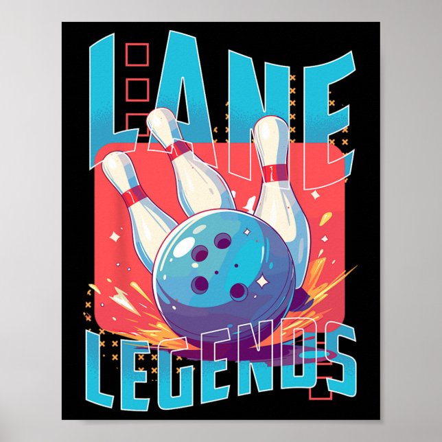 Lane Legends Bowling Sports Design  Poster (Front)