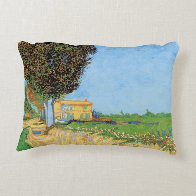 Lane Near Arles by Vincent van Gogh Decorative Cushion (Back)