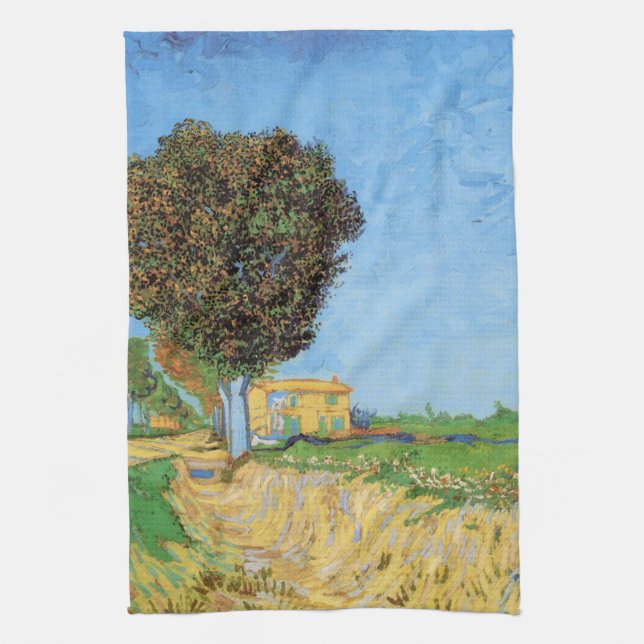 Lane Near Arles by Vincent van Gogh Tea Towel (Vertical)
