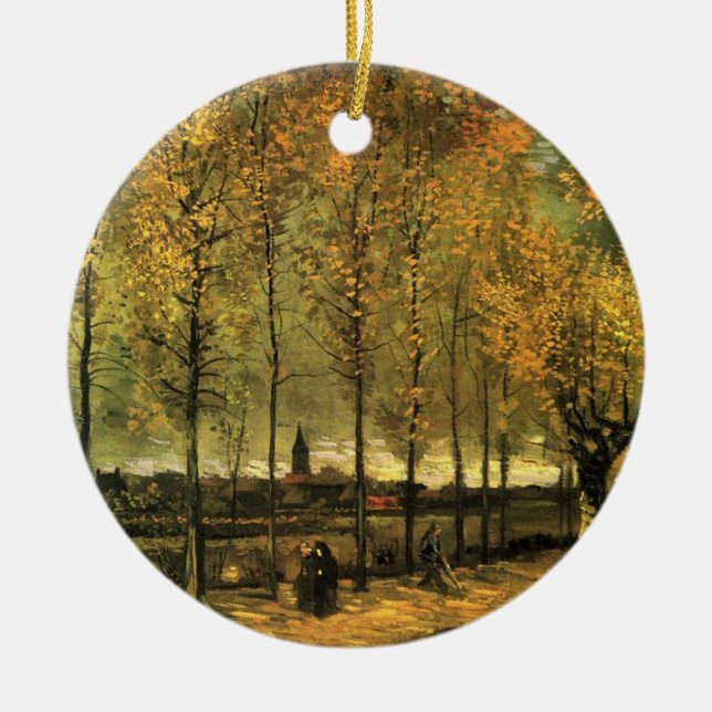 Lane with Poplars by Vincent van Gogh. Ceramic Tree Decoration (Front)