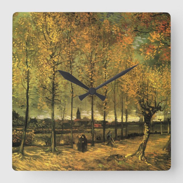 Lane with Poplars by Vincent van Gogh Square Wall Clock (Front)
