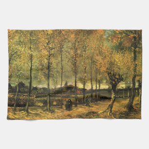 Lane with Poplars by Vincent van Gogh Tea Towel