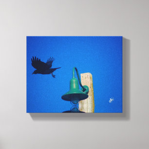 Langley Crow Light Post Blue Green Art Canvas Print
