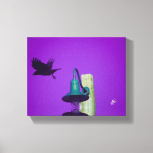 Langley Crow Light Post Purple Silhouette Canvas Print