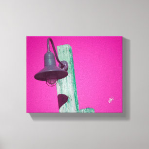 Langley Lamp Post Pink Aqua Colour Art Canvas Print