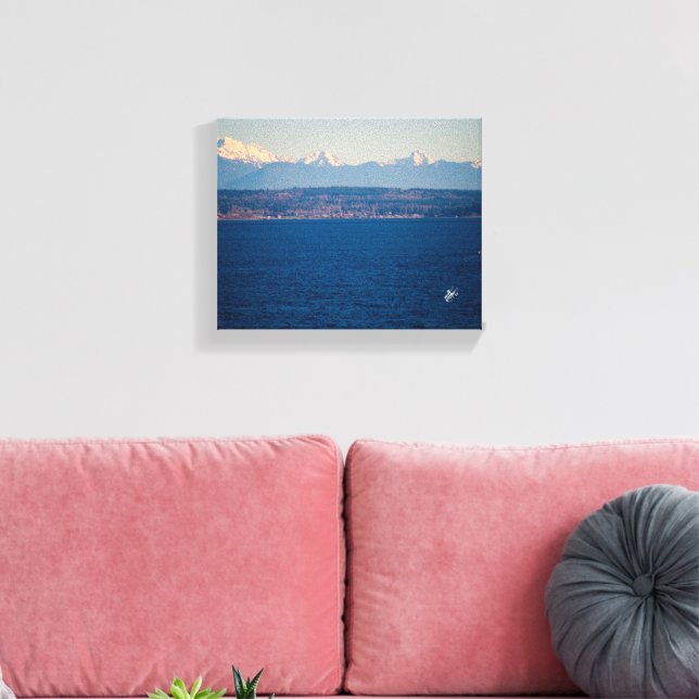 Langley Waterfront Blue Water Boat Photography Canvas Print (Insitu(LivingRoom))