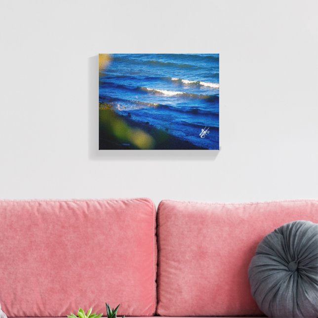 Langley Waterfront Blue Water Reflections Canvas Print (Insitu(LivingRoom))