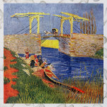 Langlois Bridge at Arles by Vincent van Gogh Jigsaw Puzzle<br><div class="desc">Langlois Bridge at Arles by Vincent van Gogh is a vintage fine art post impressionism maritime painting featuring peasant women washing clothes in the creek. About the artist: Vincent Willem van Gogh was a Post Impressionist painter whose work was most noteable for its rough beauty, emotional honesty, and bold colour....</div>