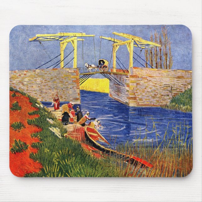 Langlois Bridge at Arles by Vincent van Gogh Mouse Pad (Front)