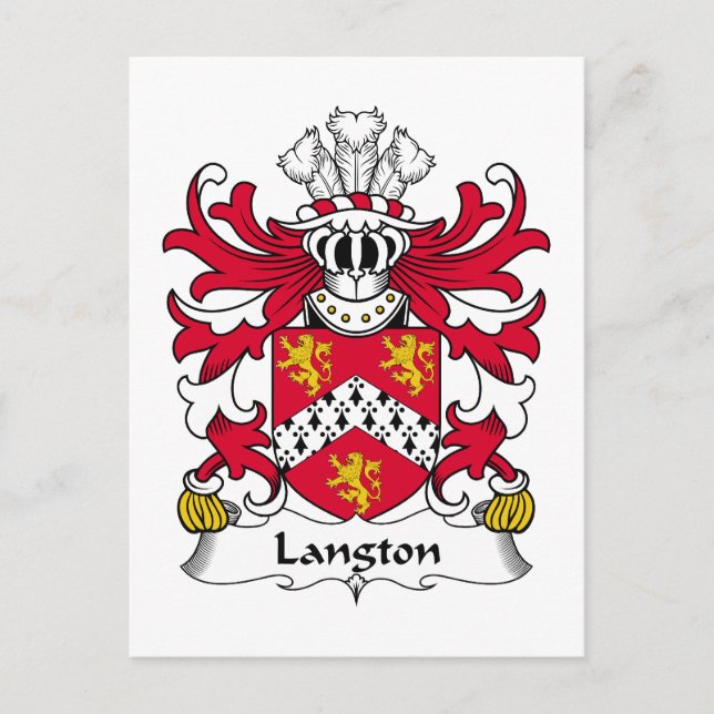 Langton Family Crest Postcard (Front)