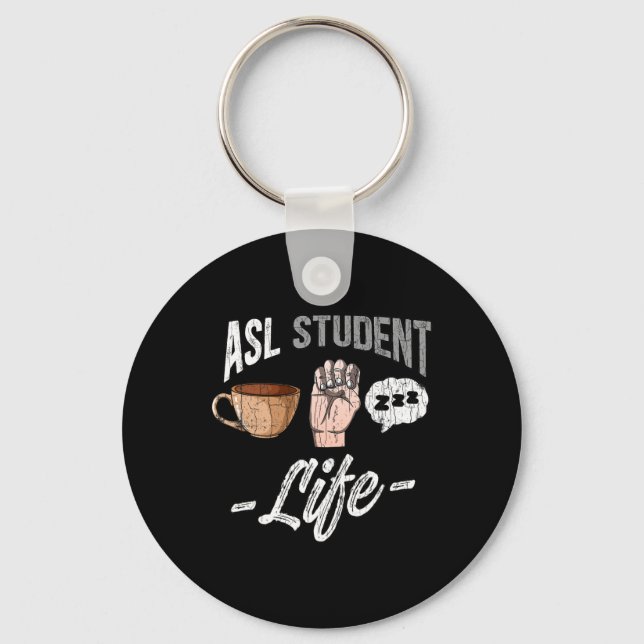 Language Attire Deaf Awareness Asl Student Fun Gif Key Ring (Front)