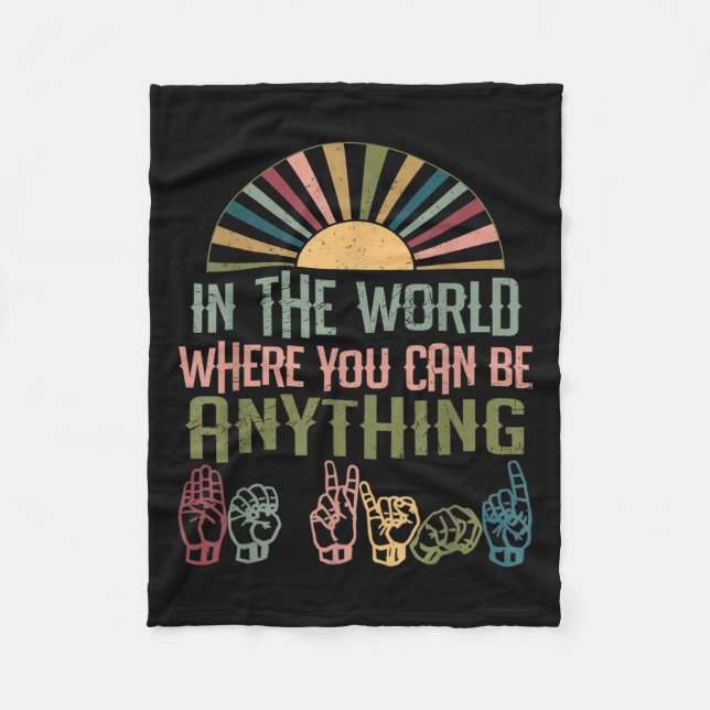 Language Deaf Awareness Kindness Asl Language  Fleece Blanket (Front)