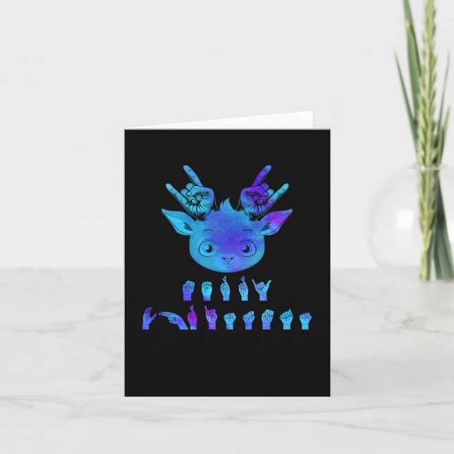 Language Deaf Christmas Reindeer Deaf Asl Awarenes Card (Front)