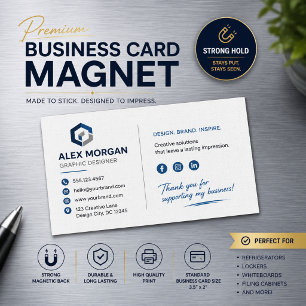 Language, Green White Magnetic Business Card