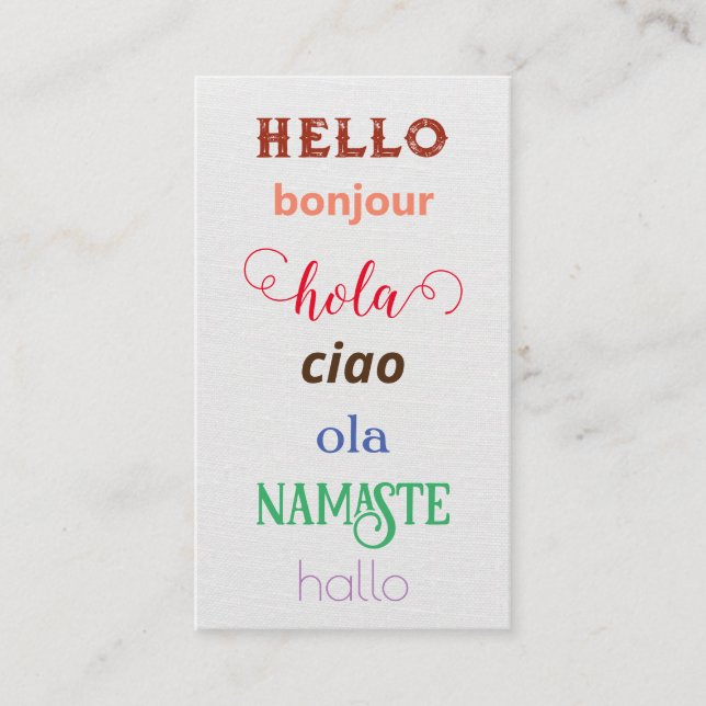 Language Greetings Business Card (Front)