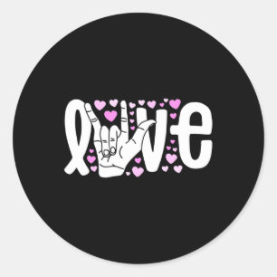 Language Love Asl Be Kind Deaf Awareness Classic Round Sticker