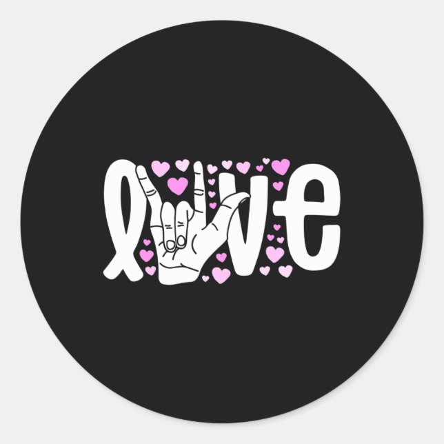 Language Love Asl Be Kind Deaf Awareness  Classic Round Sticker (Front)
