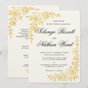 Language of Love Floral Wedding Invitation