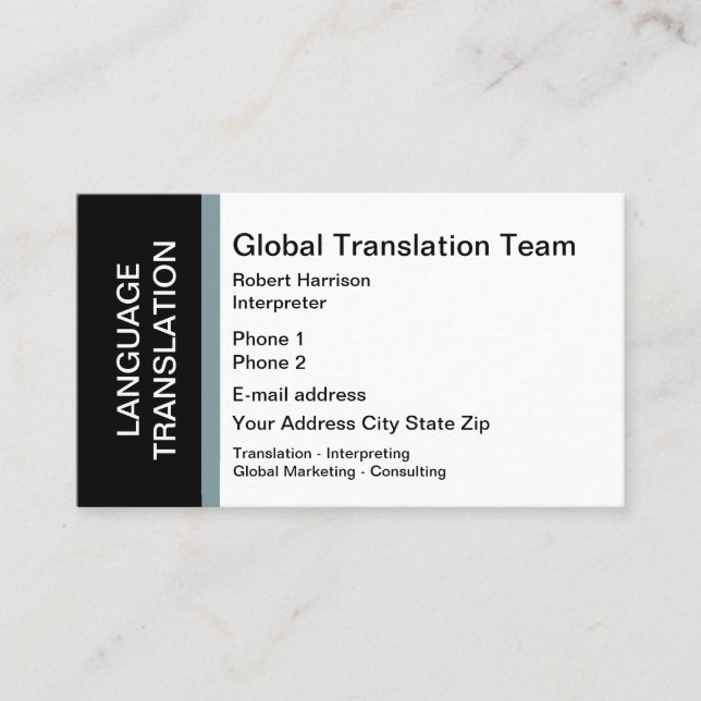 Language Translation Interpreter Business Card (Front)