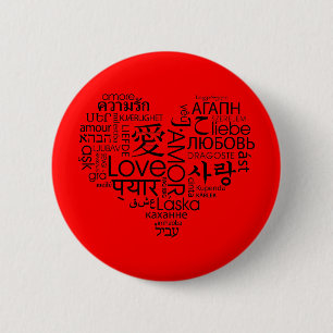 Languages of Love Heart 6 Cm Round Badge