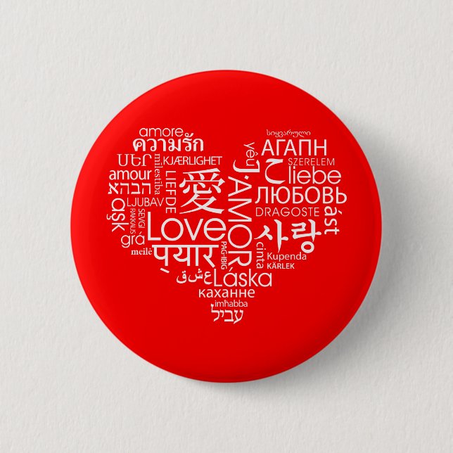 Languages of Love Heart 6 Cm Round Badge (Front)