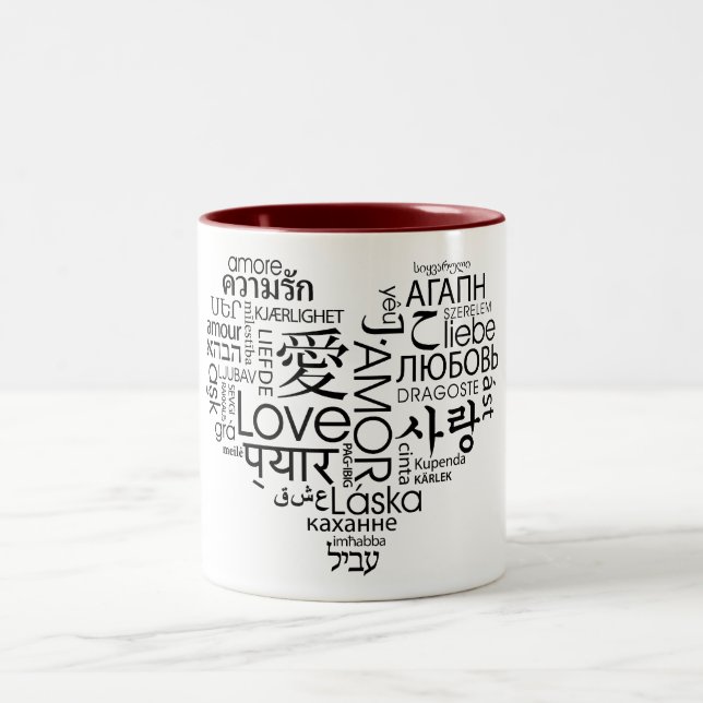 Languages of Love Heart Two-Tone Coffee Mug (Center)