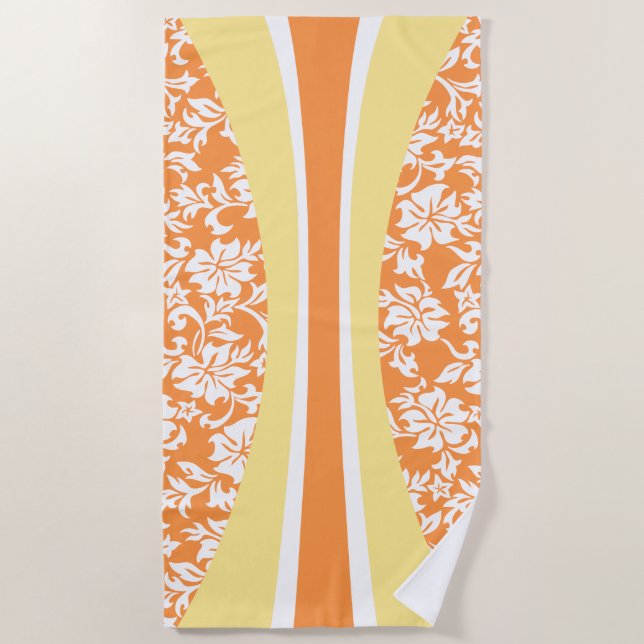 Laniakea Hawaiian Striped Surfboard - Papaya Beach Towel (Front)