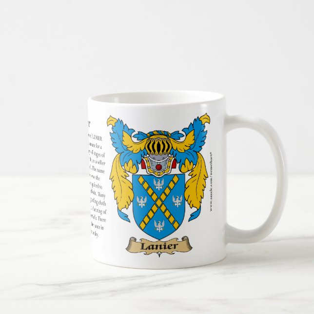 Lanier, the Origin, the Meaning and the Crest Coffee Mug (Right)