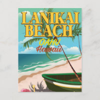 lanikai Beach Hawaii travel poster