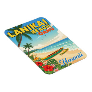 Lanikai Beach, Hawaii – Tropical Canoe Magnet