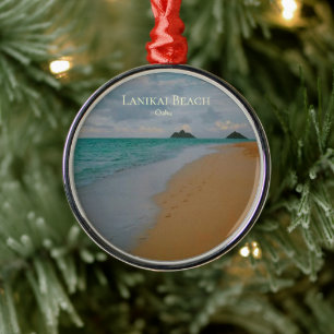Lanikai Beach, Oahu, Hawaii Metal Tree Decoration