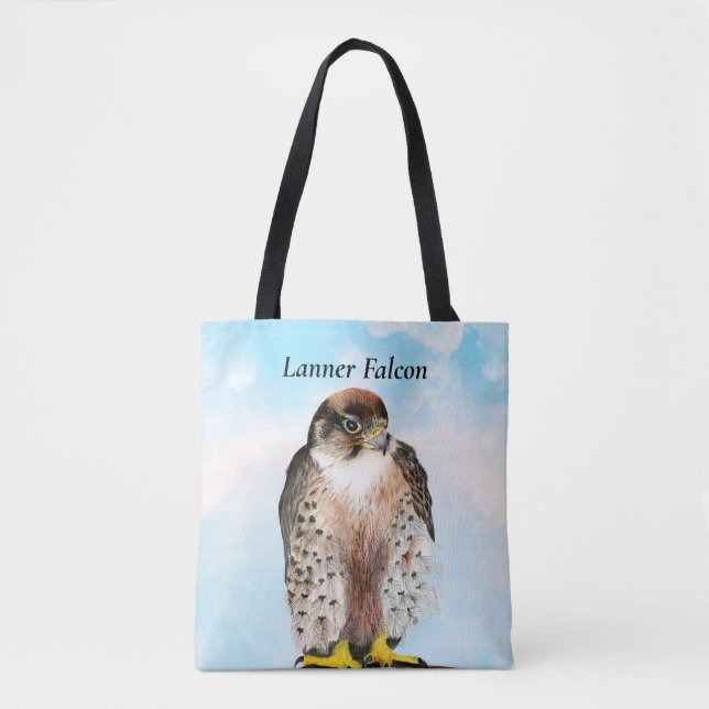Lanner Falcon Watercolor Painting Tote Bag (Front)