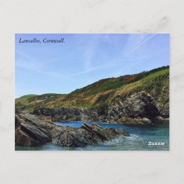 Lansallos Beach, Cornwall. Postcard (Back)
