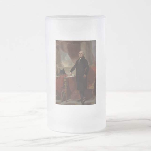 Lansdowne Portrait: US President George Washington Frosted Glass Beer Mug (Center)
