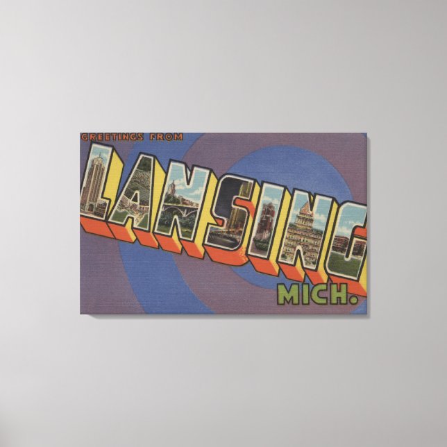 Lansing, Michigan - Large Letter Scenes 2 Canvas Print (Front)