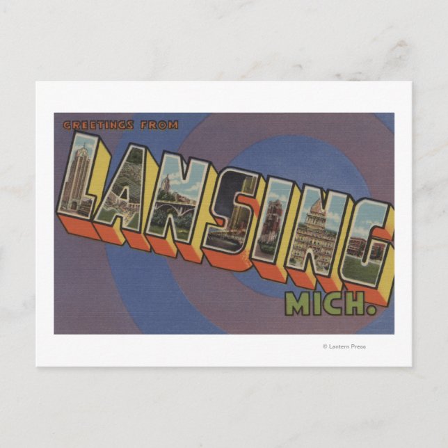 Lansing, Michigan - Large Letter Scenes Postcard (Front)