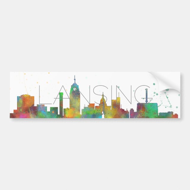 LANSING, MICHIGAN SKYLINE BUMPER STICKER (Front)