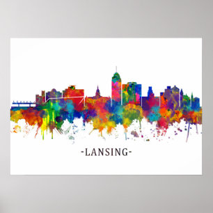 Lansing Michigan Skyline Poster