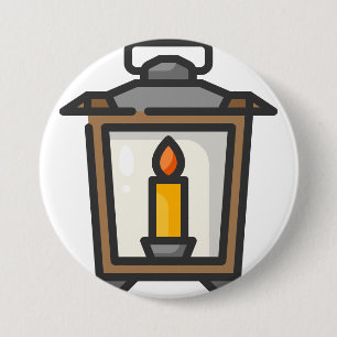 lantern 7.5 cm round badge