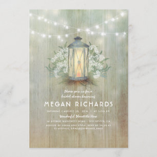 Lantern and Baby's Breath Rustic Bridal Shower Invitation