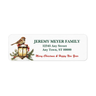 Lantern and Bird Christmas Return Address