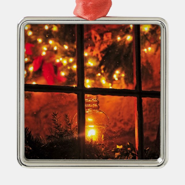 Lantern at Night Metal Tree Decoration (Front)