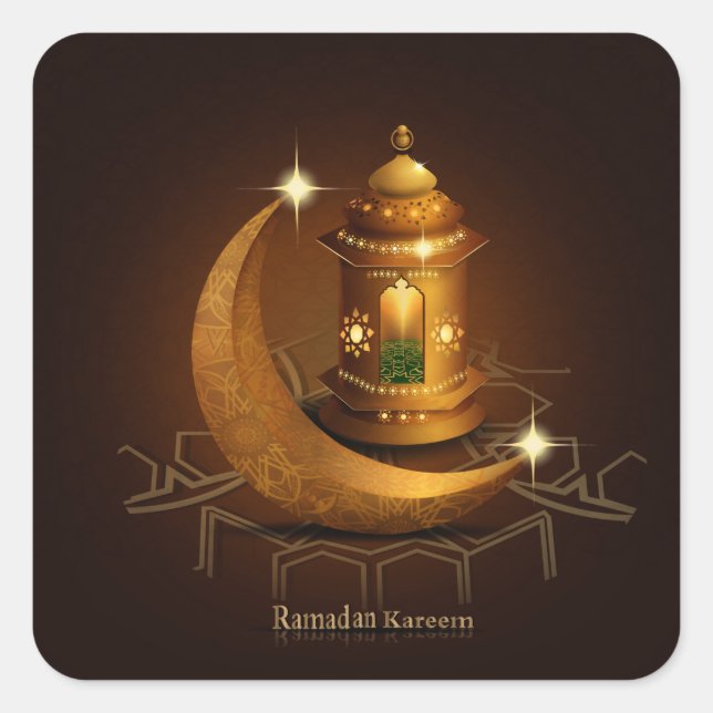 lantern Crescent < Ramadan kareem > Square Sticker (Front)