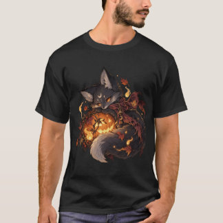 Lantern Fox Dark Halloween T-Shirt
