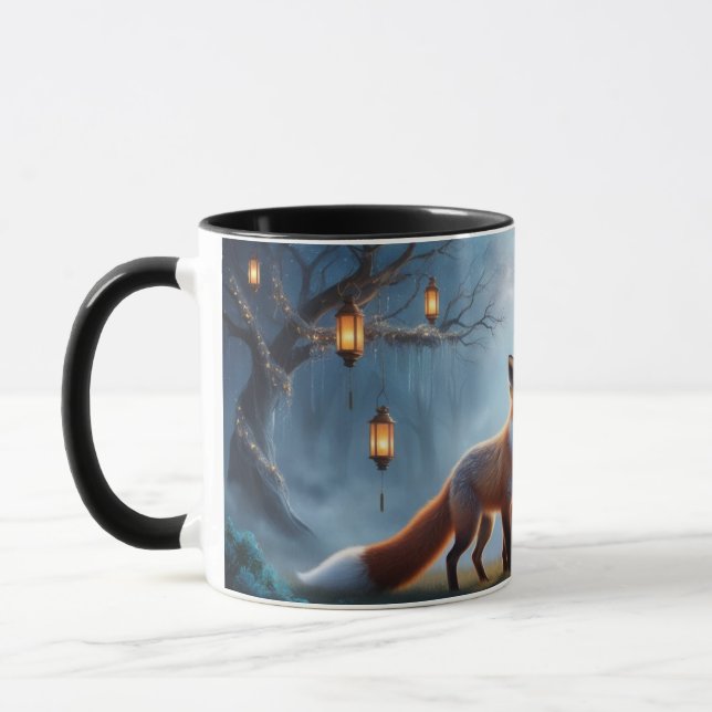 Lantern Fox Mug – Spirit Animal Magic Coffee Cup (Left)