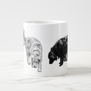 Lantern-Glow Halftone — Retriever Duo Large Coffee Mug