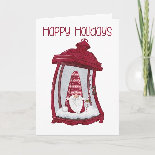 Lantern Gnome Christmas Card (Front)