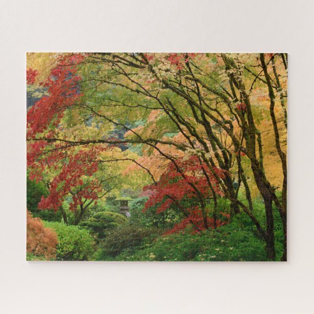 Lantern in Autumn at Portland Japanese Garden Jigsaw Puzzle (Horizontal)