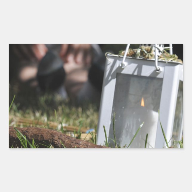 Lantern of light rectangular sticker (Front)